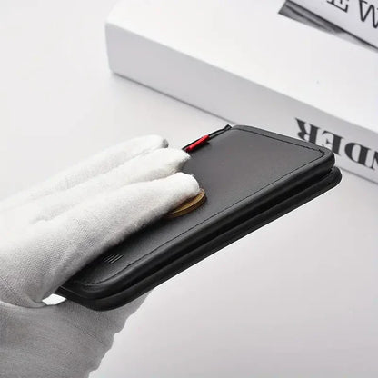 Men’s Ultra Slim Wallet –with Premium Red Stitching